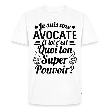 Je suis une Avocate c'est mon super pouvoir - T-shirt Premium bio Homme - blanc - Devant - Nico (187cm)