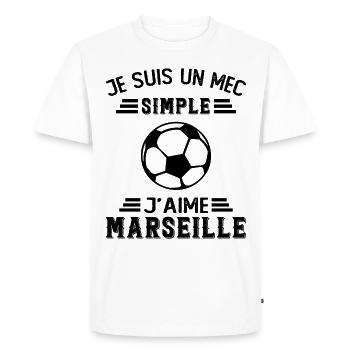je suis un mec simple j'aime Marseille - T-shirt Premium bio Homme - blanc - Devant - Nico (187cm)