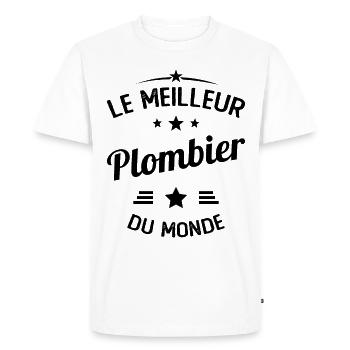 Le Meilleur Plombier du Monde Cadeau Plombier - T-shirt Premium bio Homme - blanc - Devant - Nico (187cm)