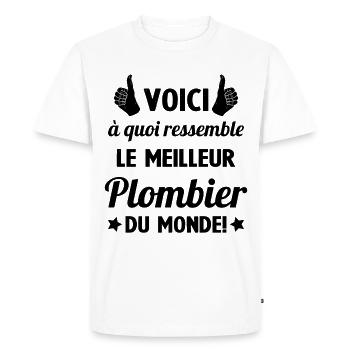 Le Meilleur Plombier du Monde Cadeau Plombier - T-shirt Premium bio Homme - blanc - Devant - Nico (187cm)