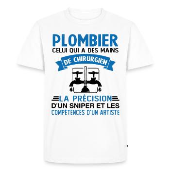 Homme Cadeau drôle plombiers Humour - T-shirt Premium bio Homme - blanc - Devant - Nico (187cm)
