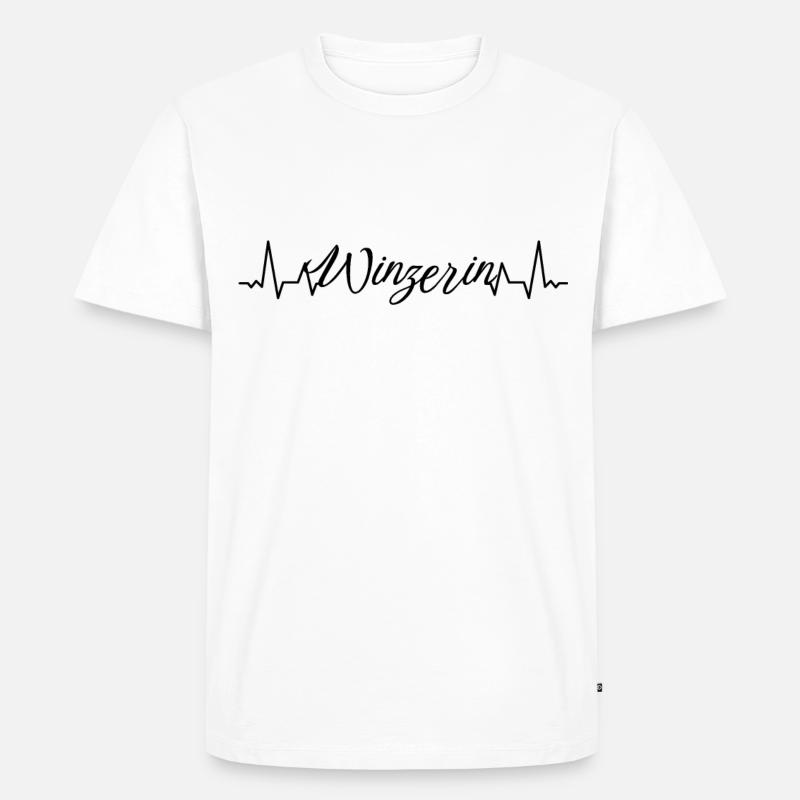 Weinbauer Herzschlag Winzerin - Männer Premium Bio T-Shirt - Weiß