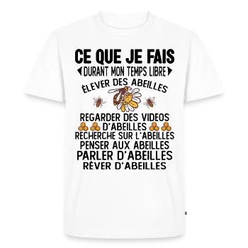 Ce Que Je Fais Pendant Mon Temps Libre abeilles - T-shirt Premium bio Homme - blanc - Devant - Nico (187cm)