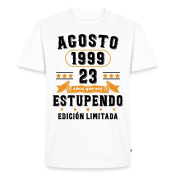 23 Ans Anniversaire Vintage Né(e) en Août 1999 - T-shirt Premium bio Homme - blanc - Devant - Nico (187cm)