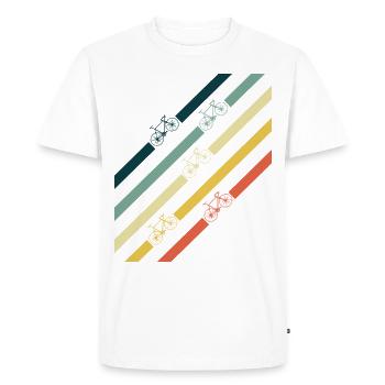 Vélo de route à vélo avec des rayures colorées - T-shirt Premium bio Homme - blanc - Devant - Nico (187cm)