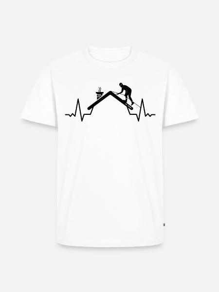Dachdeckerin Handwerker Herzschlag Dachdecker - Männer Premium Bio T-Shirt - Weiß