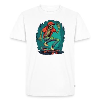 Skateboard Skater Ramp Skating Skating Skeleton - Men's Premium Organic T-Shirt - white - Front - Nico (187cm)