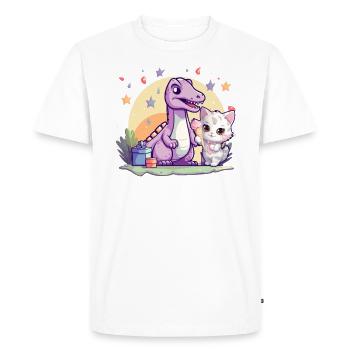 Chaton Chaton Fille Dinosaure Crème glacée - T-shirt Premium bio Homme - blanc - Devant - Nico (187cm)