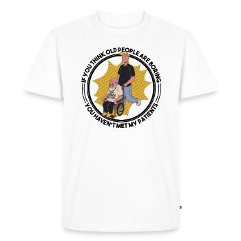infirmière gériatrique spécialiste des soins infirmiers dictons drôles - T-shirt Premium bio Homme - blanc - Devant - Nico (187cm)