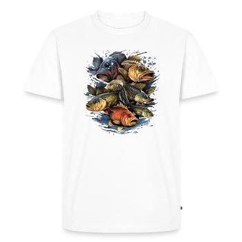 Collection de poissons de baudroie Bateau de pêche Pêche Pêche - T-shirt Premium bio Homme - blanc - Devant - Nico (187cm)