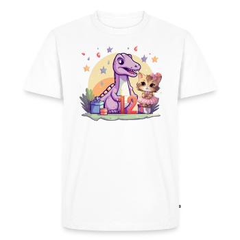 Girl Ballet Dinosaur Cat 12 Years Old 12 - Men's Premium Organic T-Shirt - white - Front - Nico (187cm)
