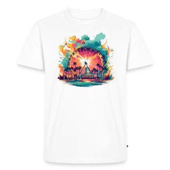 Parc d’attractions Foire, Fête foraine, Festival folklorique - T-shirt Premium bio Homme - blanc - Devant - Nico (187cm)