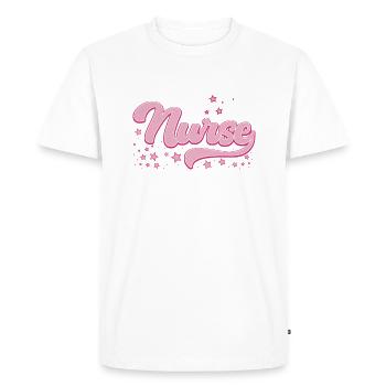 Infirmière soignante - T-shirt Premium bio Homme - blanc - Devant - Nico (187cm)