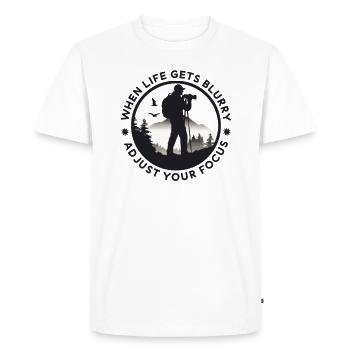 Photographes Dictons Drôles Photographe Nature Animale - T-shirt Premium bio Homme - blanc - Devant - Nico (187cm)