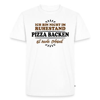 Pensionné Retraité Pizzaïolo - T-shirt Premium bio Homme - blanc - Devant - Nico (187cm)