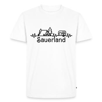 Sauerland Caravan Camping Hiking Heartbeat - Men's Premium Organic T-Shirt - white - Front - Nico (187cm)