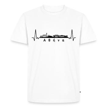 Heartbeat Skyline Grèce Athènes - T-shirt Premium bio Homme - blanc - Devant - Nico (187cm)