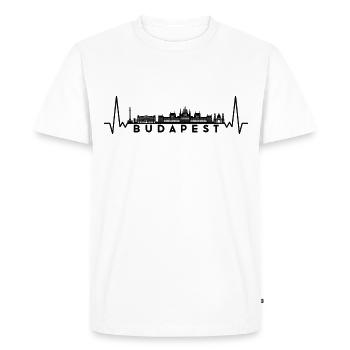 Heartbeat Skyline Hongrie Budapest - T-shirt Premium bio Homme - blanc - Devant - Nico (187cm)