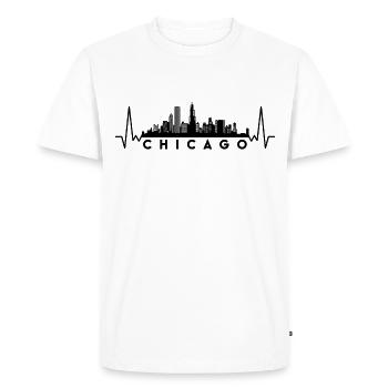 Heartbeat Skyline USA Chicago - Men's Premium Organic T-Shirt - white - Front - Nico (187cm)