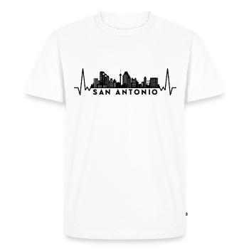 Heartbeat Skyline États-Unis San Antonio - T-shirt Premium bio Homme - blanc - Devant - Nico (187cm)