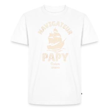 Papy navigateur ! - T-shirt Premium bio Homme - blanc - Devant - Nico (187cm)