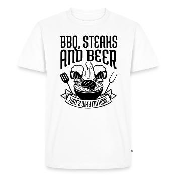 BBQ steaks & beer Beer BBQ barbecue grilling - Men's Premium Organic T-Shirt - white - Front - Nico (187cm)