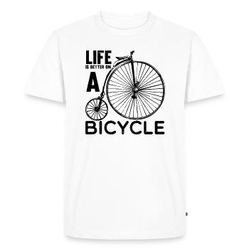 LA VIE À VÉLO EST MEILLEURE SUR UN VÉLO DRÔLE - T-shirt Premium bio Homme - blanc - Devant - Nico (187cm)
