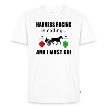 Cheval de course de trot Chevaux de course de trot IS-CALLING - T-shirt Premium bio Homme - blanc - Devant - Nico (187cm)