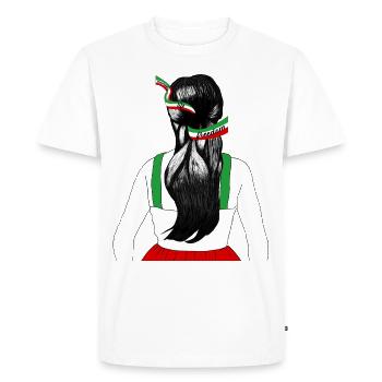Iranian Flag No Hijab Woman Loose Hair Support - Men's Premium Organic T-Shirt - white - Front - Nico (187cm)