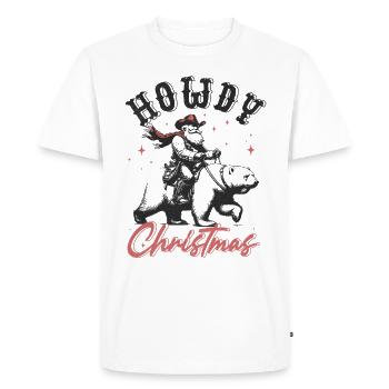 Howdy Christmas - Santa Rides Polar Bear - Men's Premium Organic T-Shirt - white - Front - Nico (187cm)