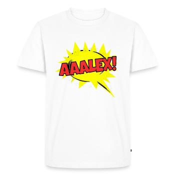 Alex Nom Funny Speech Bubble Aaalex ! - T-shirt Premium bio Homme - blanc - Devant - Nico (187cm)