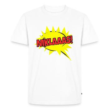 Niklas Nom Drôle de bulle Niklaaas ! - T-shirt Premium bio Homme - blanc - Devant - Nico (187cm)