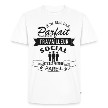 Travailleur social parfait shirt cadeau - T-shirt Premium bio Homme - blanc - Devant - Nico (187cm)