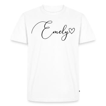 Emely Nom Prénom Fille - T-shirt Premium bio Homme - blanc - Devant - Nico (187cm)