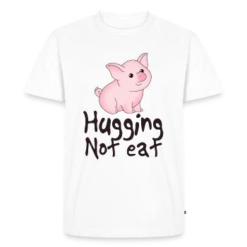 Étreindre ne pas manger en disant végétalien - T-shirt Premium bio Homme - blanc - Devant - Nico (187cm)