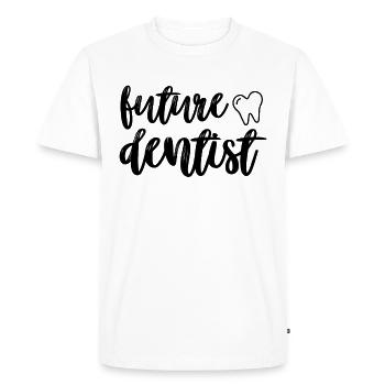 Futur dentiste Hygiéniste dentaire Dent Drôle de cadeau - T-shirt Premium bio Homme - blanc - Devant - Nico (187cm)