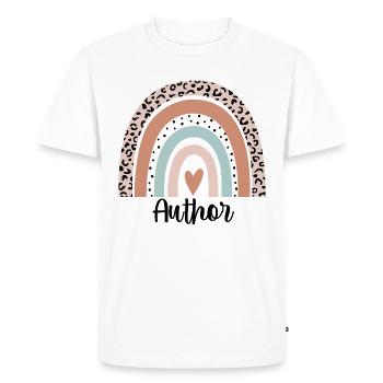 Author Rainbow Leopard Funny Author Appreciation - Men's Premium Organic T-Shirt - white - Front - Nico (187cm)