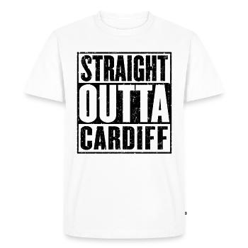 Straight Outta Cardiff - T-shirt Premium bio Homme - blanc - Devant - Nico (187cm)
