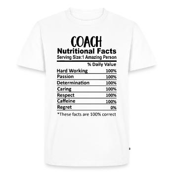 Coach Nutrition Facts Drôle - T-shirt Premium bio Homme - blanc - Devant - Nico (187cm)