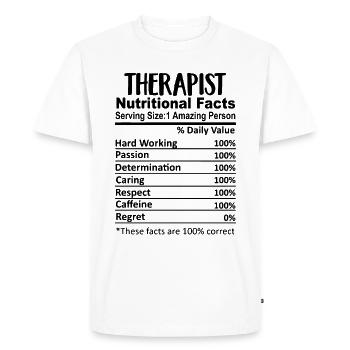 Therapeut Nährwertangaben lustig - Männer Premium Bio T-Shirt - Weiß - Vorne - Nico (187cm)
