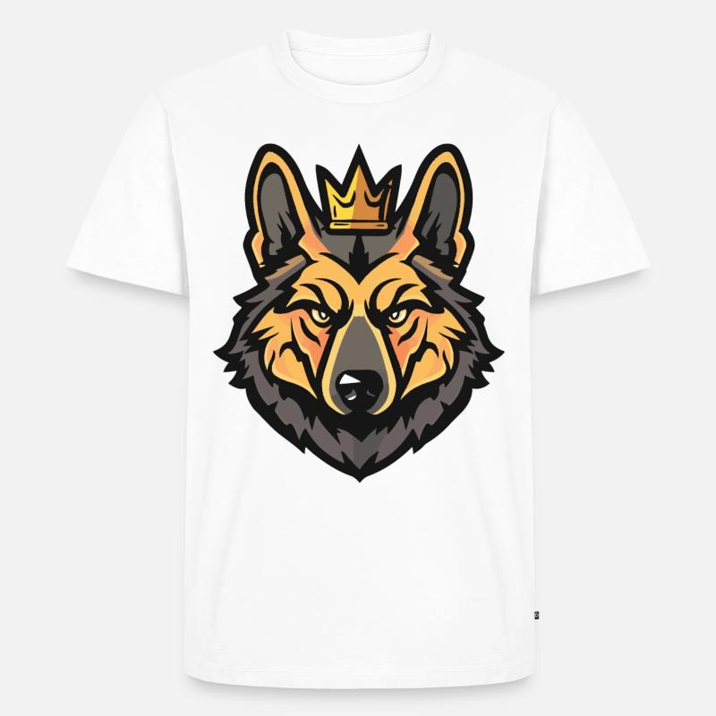 Schäferhund Hund Krone - Männer Premium Bio T-Shirt - Weiß