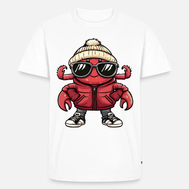 Krebs Krabbe Cool Comic - Männer Premium Bio T-Shirt - Weiß