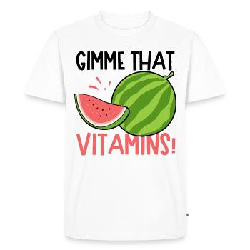Gimme Vitamins Melon Pastèque Tropical Summer - T-shirt Premium bio Homme - blanc - Devant - Nico (187cm)