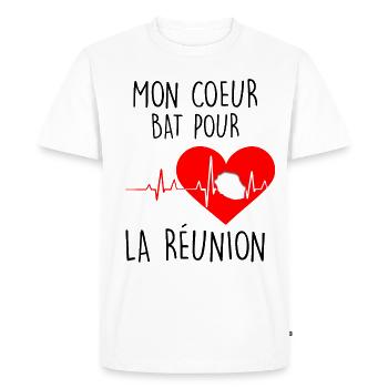 Mon Coeur L'île De La Réunion - T-shirt Premium bio Homme - blanc - Devant - Nico (187cm)