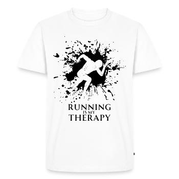 La course à pied est ma thérapie (1) - T-shirt Premium bio Homme - blanc - Devant - Nico (187cm)