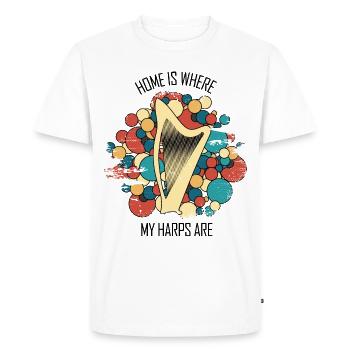 Harp Gift Musical Instrument Musician Plucking - Men's Premium Organic T-Shirt - white - Front - Nico (187cm)