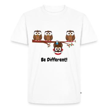Be different - Süßes Eulen Fun bird gift sweet - Men's Premium Organic T-Shirt - white - Front - Nico (187cm)