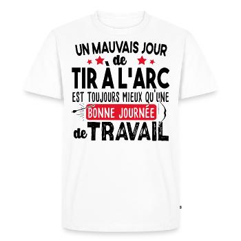 Tir à l'arc Travail Sport Flèche Cadeau Humour - T-shirt Premium bio Homme - blanc - Devant - Nico (187cm)