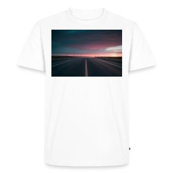 Route sans fin au coucher du soleil - T-shirt Premium bio Homme - blanc - Devant - Nico (187cm)