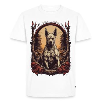 Chien d’attaque - T-shirt Premium bio Homme - blanc - Devant - Nico (187cm)